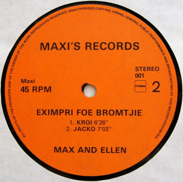 Ellen & Max Nijman - Eximpri Voe Bromtjie | Maxi's Records (001) - 4