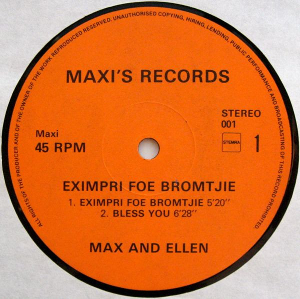 Ellen & Max Nijman - Eximpri Voe Bromtjie | Maxi's Records (001) - 3