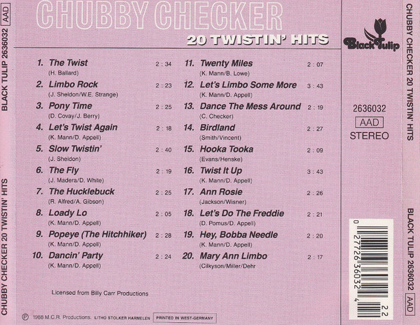 Chubby Checker - 20 Twistin' Hits | Black Tulip (2636032) - 2