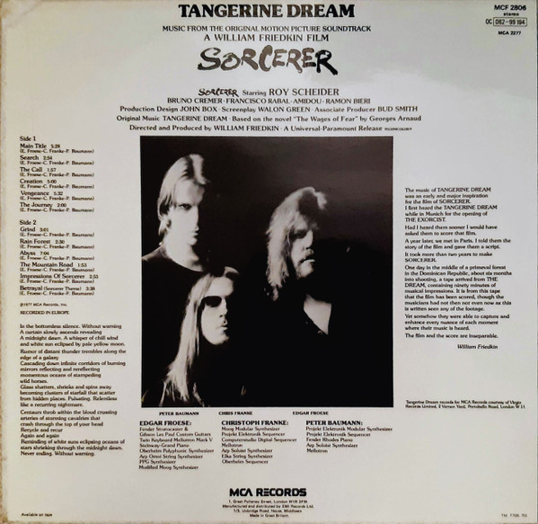 Tangerine Dream - Sorcerer (Music From The Original Motion Picture Soundtrack) | MCA Records (MCF 2806) - 2 Tangerine Dream - Sorcerer (Music From The Original Motion Picture Soundtrack) | MCA Records (MCF 2806) - 2