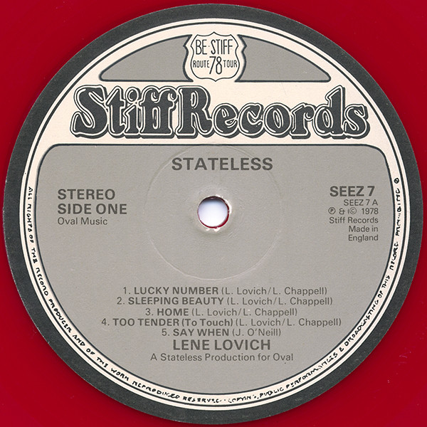 Lene Lovich - Stateless | Stiff Records (SEEZ 7) - 3