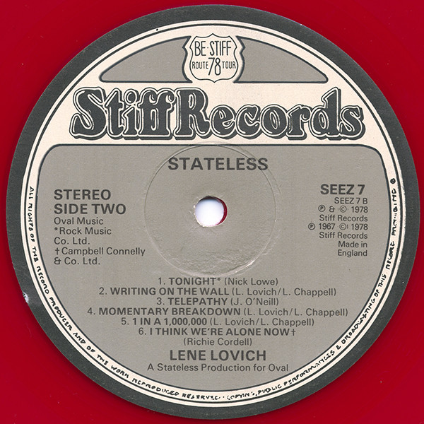 Lene Lovich - Stateless | Stiff Records (SEEZ 7) - 4