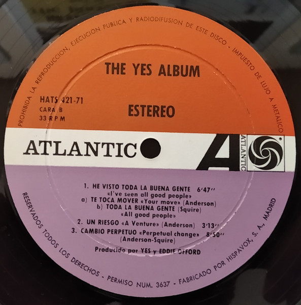 Yes - The Yes Album | Atlantic (HATS 421-71) - 4