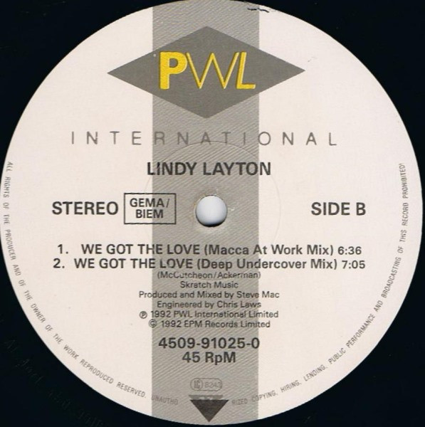 Lindy Layton - We Got The Love  | PWL International (4509-91025-0) - 3