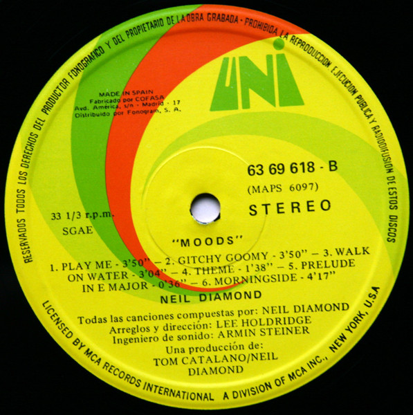 Neil Diamond - Moods | UNI Records (63 69 618) - 4