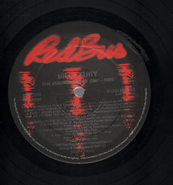 Billy Fury - The Missing Years: 1967-1980 | Red Bus Records (BUSLP 1003) - 3
