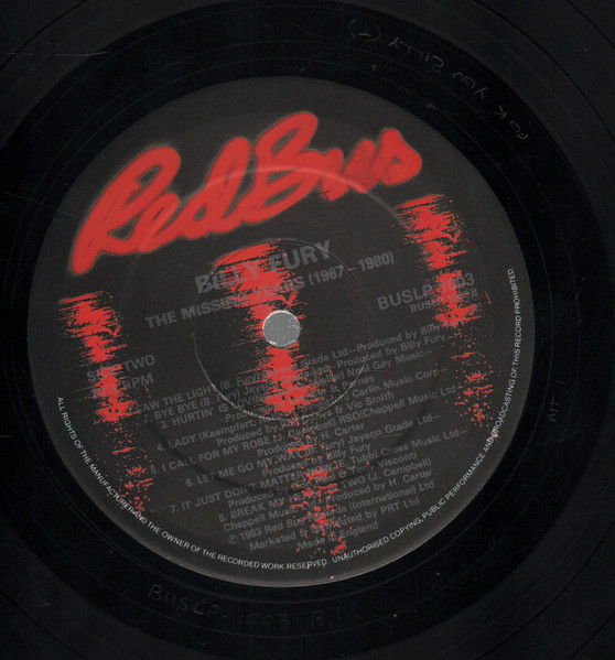 Billy Fury - The Missing Years: 1967-1980 | Red Bus Records (BUSLP 1003) - 4