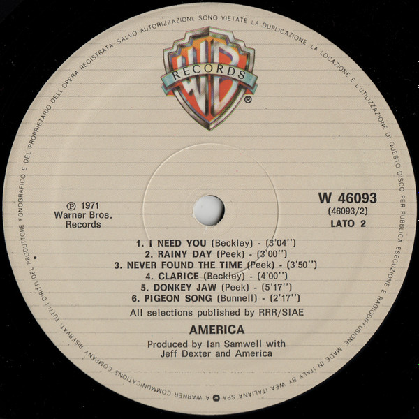 America - America | Warner Bros. Records (W 46093) - 4