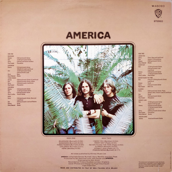 America - America | Warner Bros. Records (W 46093) - 2