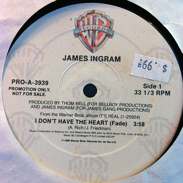 James Ingram - I Don't Have The Heart  | Warner Bros. Records (PRO-A-3939)