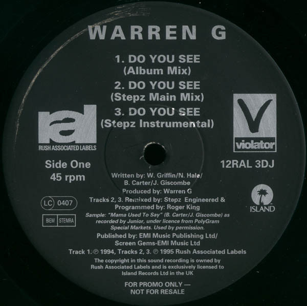 Warren G - Do You See / What's Next | Rush Associated Labels (12 RAL 3DJ) - 2