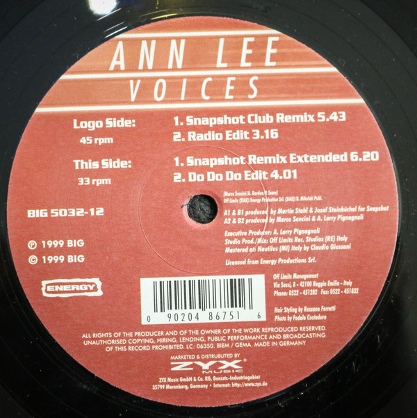 Ann Lee - Voices | B.I.G. (BIG 5032-12)