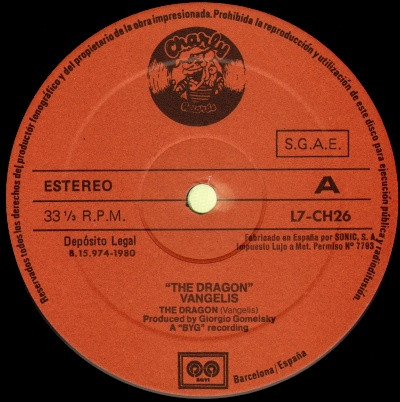 Vangelis - The Dragon | Charly Records (L7-CH26) - 2