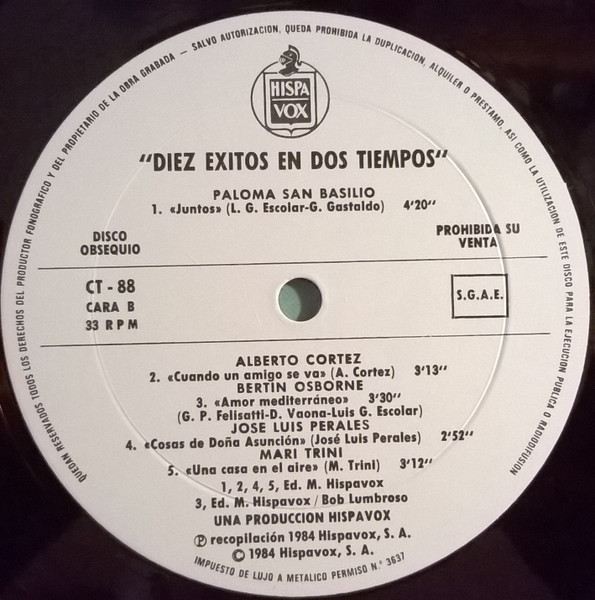 Various - Diez Éxitos En Dos Tiempos | Hispavox (CT-88) - 4 Various - Diez Éxitos En Dos Tiempos | Hispavox (CT-88) - 4