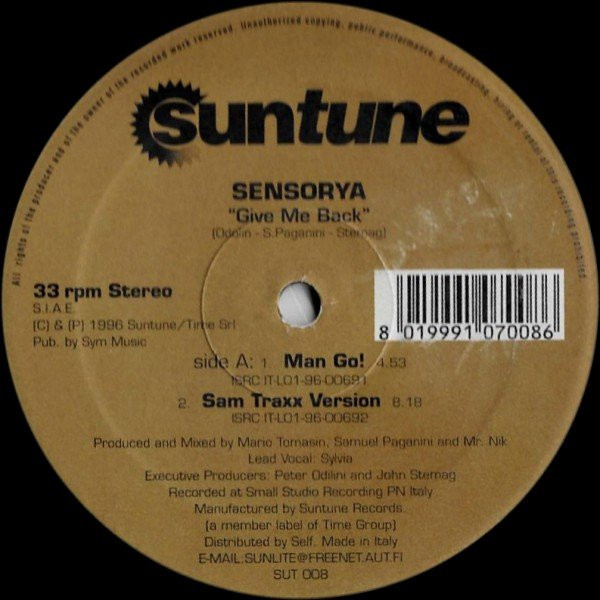 Sensorya - Give Me Back | Suntune (SUT 008) - main
