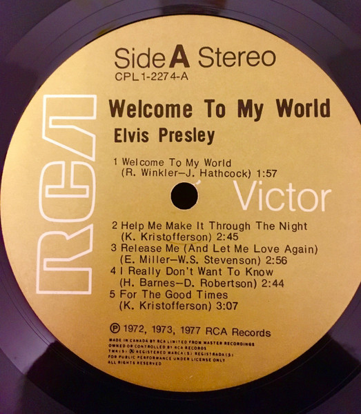 Elvis Presley - Welcome To My World [Vinyl] | RCA Victor (CPL1-2274) - 3