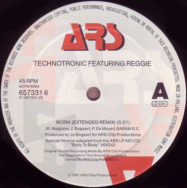 Technotronic Featuring Reggie - Work | ARS (657331-6) - 3 Technotronic Featuring Reggie - Work | ARS (657331-6) - 3