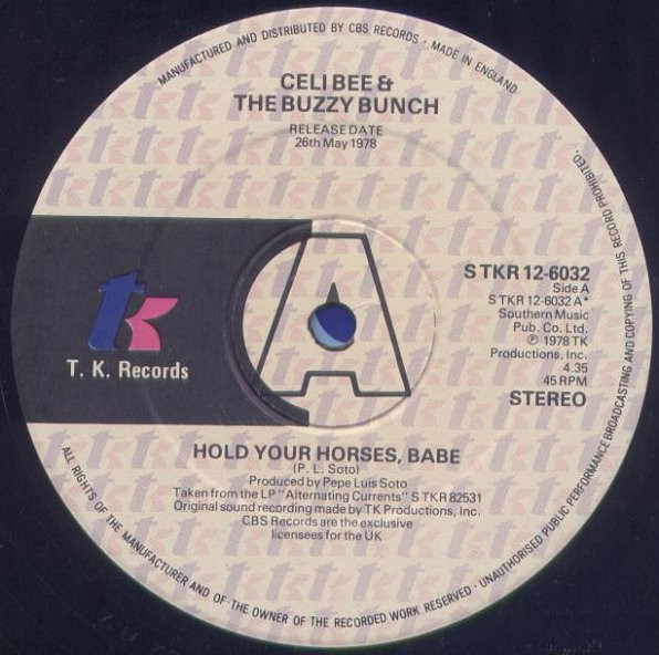 Celi Bee & The Buzzy Bunch - Hold Your Horses, Babe | T.K. Records (S TKR 12 6032) Celi Bee & The Buzzy Bunch - Hold Your Horses, Babe | T.K. Records (S TKR 12 6032)