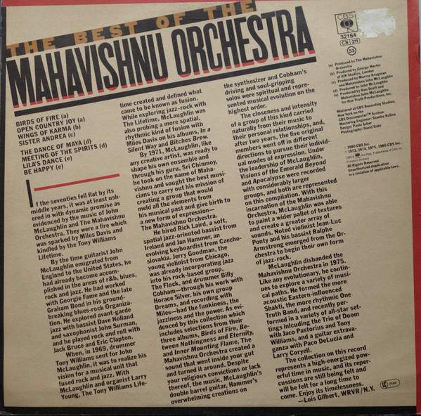 Mahavishnu Orchestra - The Best Of The Mahavishnu Orchestra | CBS (CBS 32164) - 2 Mahavishnu Orchestra - The Best Of The Mahavishnu Orchestra | CBS (CBS 32164) - 2