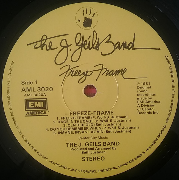 The J. Geils Band - Freeze-Frame | EMI America (AML 3020) - 3