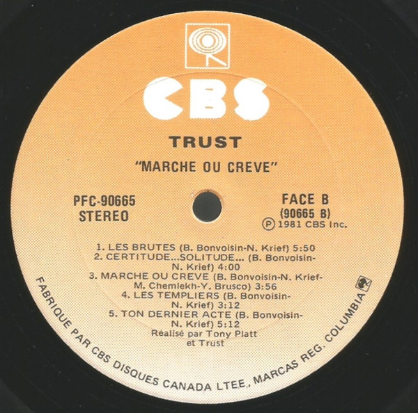 Trust - Marche Ou Crève | CBS (PFC 90665) - 4