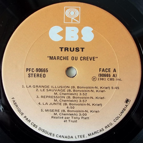 Trust - Marche Ou Crève | CBS (PFC 90665) - 3