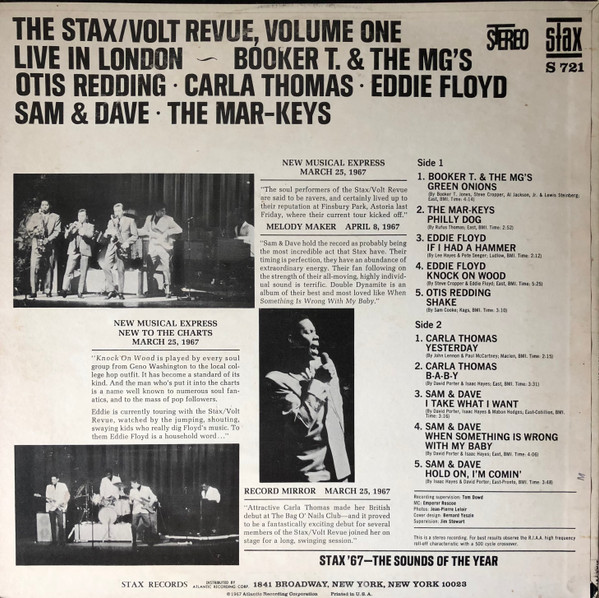 Various - The Stax / Volt Revue, Volume One, Live In London | Stax (S 721)