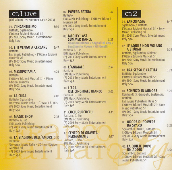 Franco Battiato - Sigillo D'Autore | Sony Music (88697738412) - 3