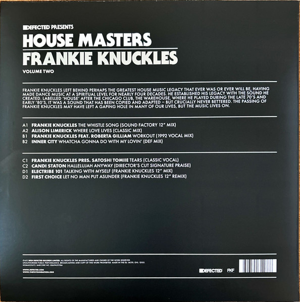 Frankie Knuckles - House Masters (Volume Two) | Defected (HOMAS23LP2) - 2