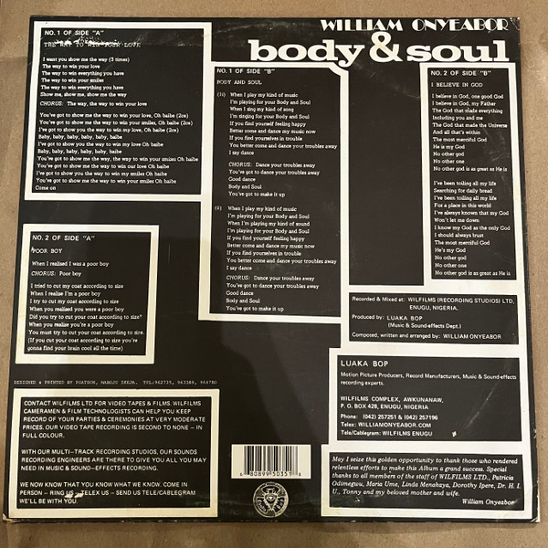 William Onyeabor - Body & Soul | Luaka Bop (LP-LBOP-5035C) - 2
