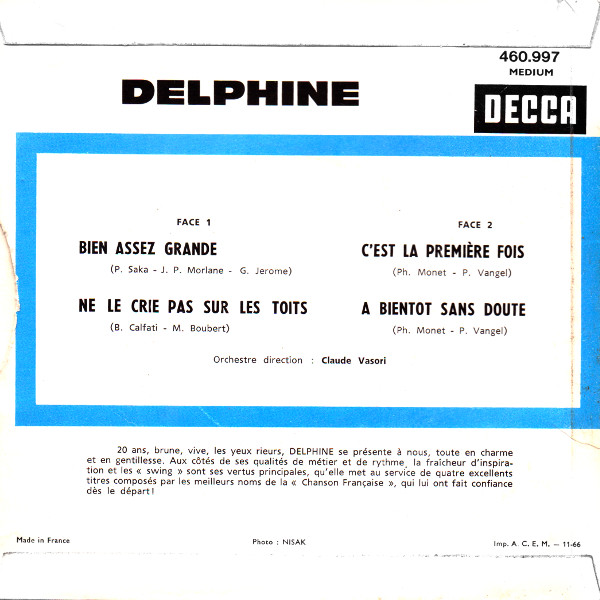 Delphine - Ne Le Crie Pas Sur Les Toits | Decca (460.997 M) - 2