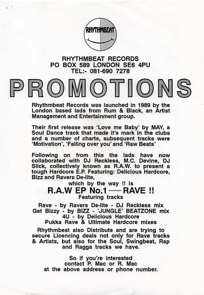 R.A.W. - Rave EP | Rhythmbeat Records (RHBT 103EP) - 3