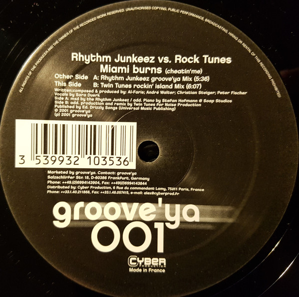 The Rhythm Junkeez vs. Rock Tunes - Miami Burns (Cheatin' Me) | Groove'Ya (Groove'ya 001) - 2