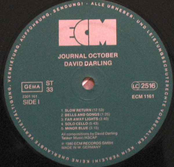 David Darling - Journal October | ECM Records (ECM 1161) - 3