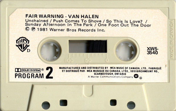 Van Halen - Fair Warning [Cassette] | Warner Bros. Records (XW5-3540) - 4