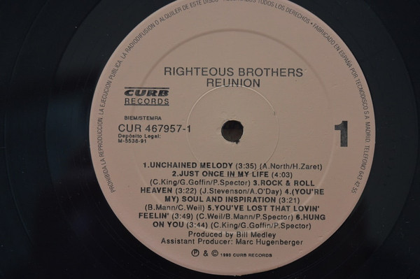 The Righteous Brothers - Reunion | Curb Records (CUR 467957 1) - 3