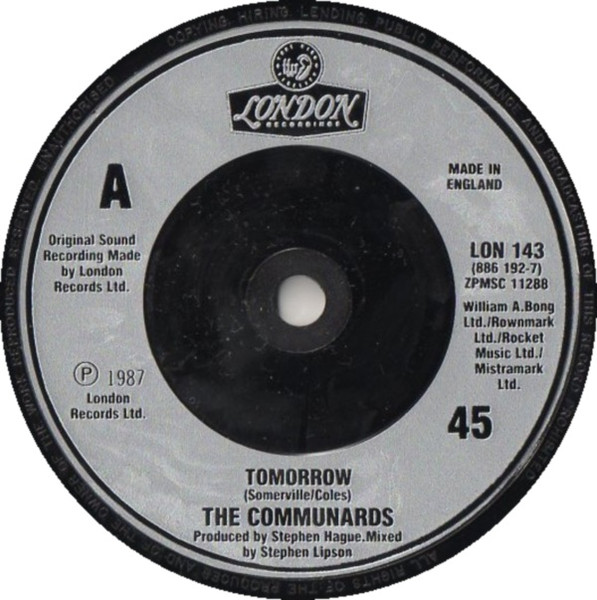 The Communards - Tomorrow | London Records (LON 143) - 3 The Communards - Tomorrow | London Records (LON 143) - 3