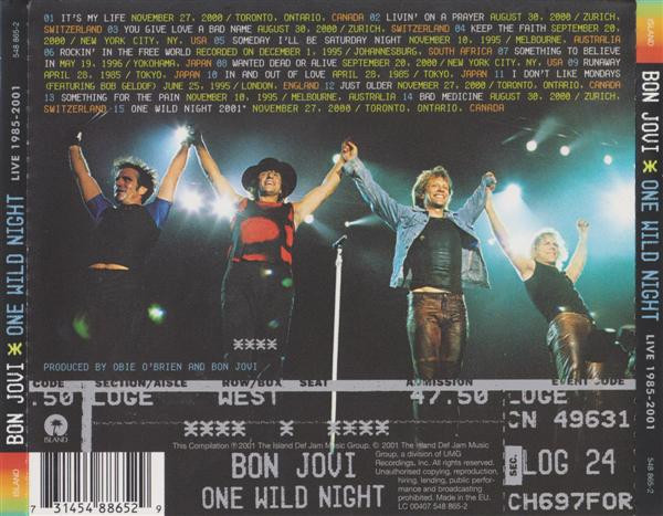 Bon Jovi - One Wild Night: Live 1985-2001 | Island Records (548 865-2) - 2