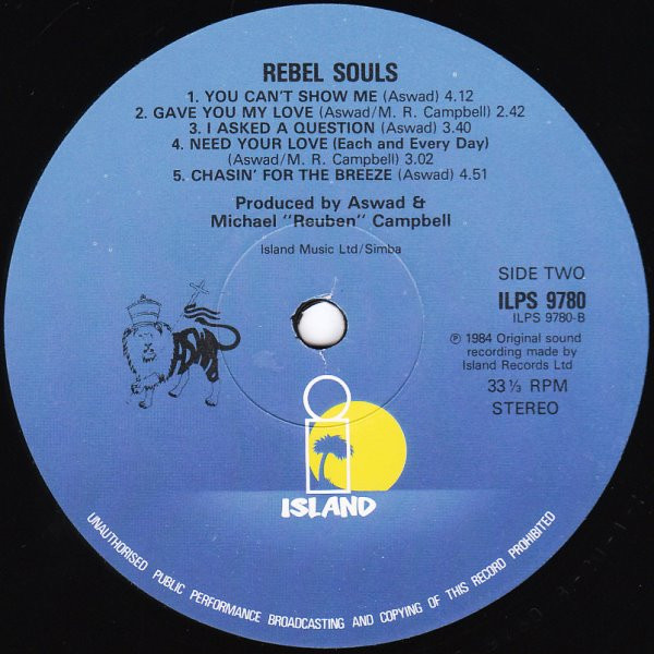 Aswad - Rebel Souls | Island Records (ILPS 9780) - 4