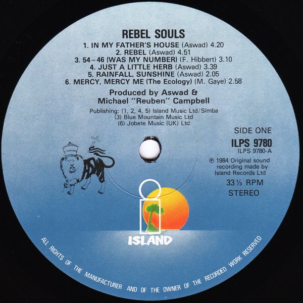 Aswad - Rebel Souls | Island Records (ILPS 9780) - 3