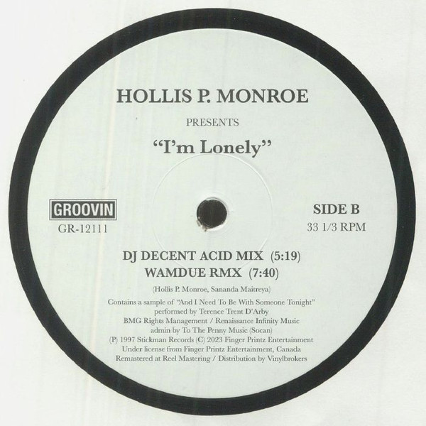 Hollis P. Monroe - I'm Lonely | Groovin Recordings (GR-12111) - 2 Hollis P. Monroe - I'm Lonely | Groovin Recordings (GR-12111) - 2