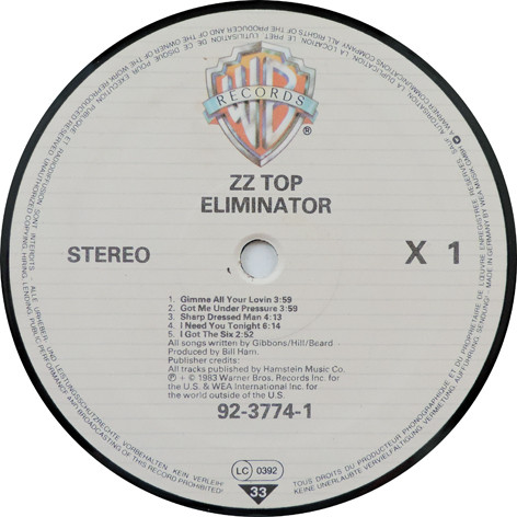 ZZ Top - Eliminator | Warner Bros. Records (92-3774-1) - 3