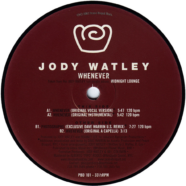 Jody Watley - Whenever | Peace Bisquit (PBD 101) - 3