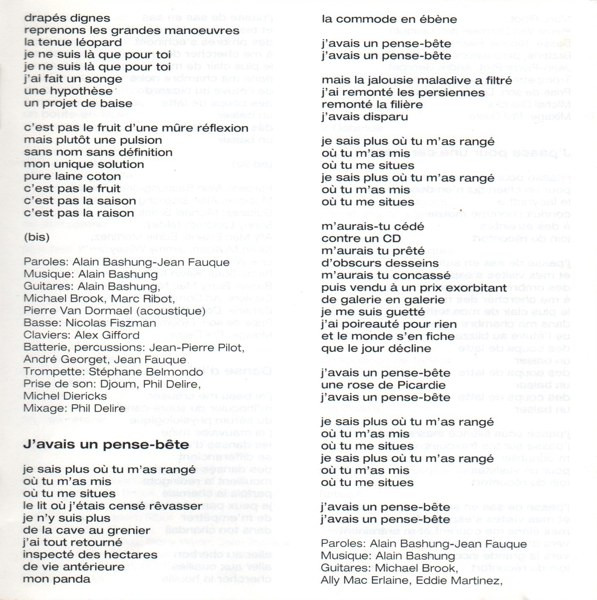 Alain Bashung - Chatterton | Barclay (523 111-2) - 10