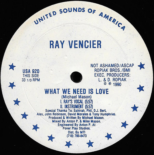 Ray Vencier - What We Need Is Love | United Sounds of America (USA 920)