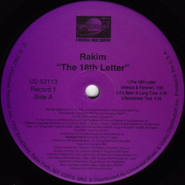 Rakim - The 18th Letter | Universal Records (U2-53113) - 2