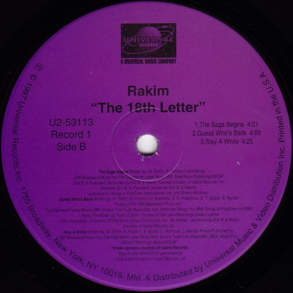 Rakim - The 18th Letter | Universal Records (U2-53113) - 3