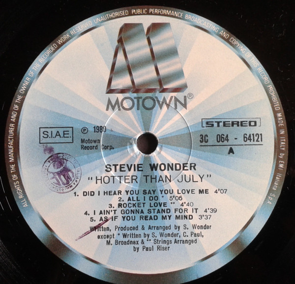 Stevie Wonder - Hotter Than July | Motown (3C 064-64121) - 2 Stevie Wonder - Hotter Than July | Motown (3C 064-64121) - 2