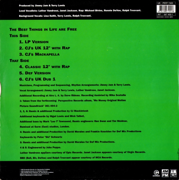 Luther Vandross & Janet Jackson With Special Guests BBD & Ralph Tresvant - The Best Things In Life Are Free | Perspective Records (PERT 7400) - 2 Luther Vandross & Janet Jackson With Special Guests BBD & Ralph Tresvant - The Best Things In Life Are Free | Perspective Records (PERT 7400) - 2