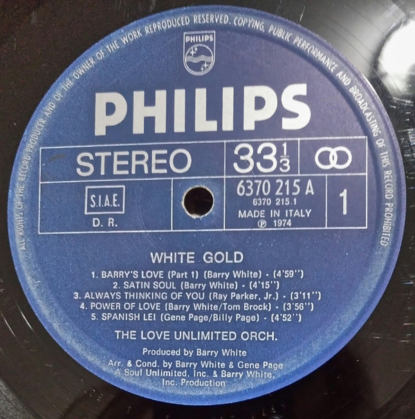 Love Unlimited Orchestra - White Gold | Philips (6370 215 A) - 2